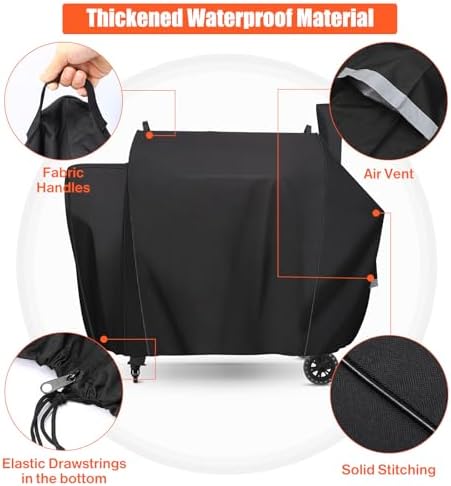 QuliMetal Grill Cover for Pit Boss Competition Series 1600, Pro Series 1600 Elite Wood Pellet Grill, PB1600CS, PB1600PS2, PB1600PSE, 600D Heavy Duty Waterproof Fade Resistant Pit Boss 1600 Grill Cover