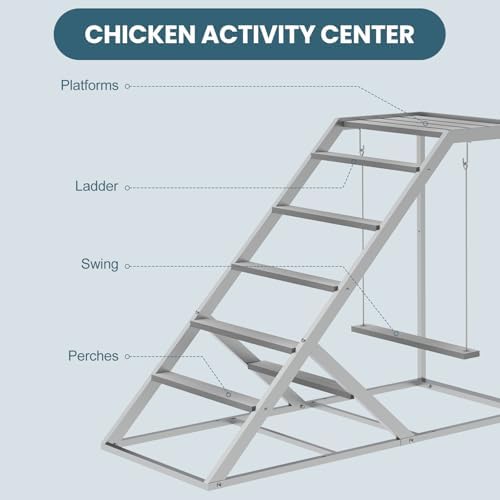 Chicken Coop, Chicken Perches with Swing, Chicken Roosting Bars, Chicken Activity Play Toys, Wooden Chicken Ladder for Pet's Healthy & Happy, Suitable for Backyard Farm