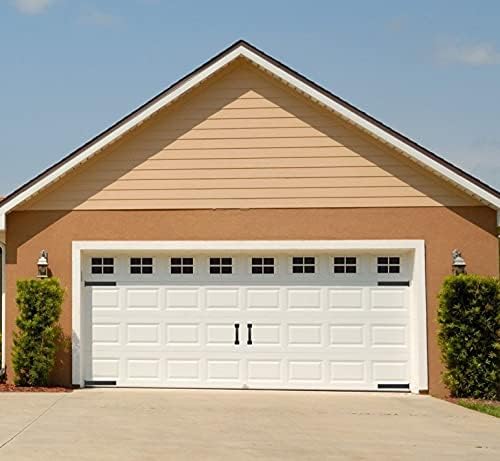 Garage Door Magnetic Decorative Hardware, 6 Pieces Rectangle Garage Door Magnets Accents Curb Appeal Faux Hinges and Handles Garage Door Decor Hardware Kit, Black(4 Hinges+2 Handles)