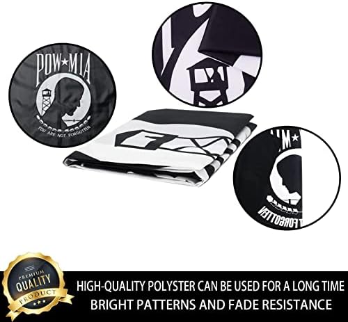 Pow Mia Flag 3x5 Outdoor Double Sided-US Mia Pow Military Flags-Heavy Duty 3 Ply Vivid Colors Double Stitched with Brass Grommets for Outdoor Indoor Truck