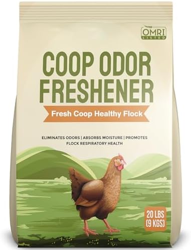 Chicken Coop Refresher - 20 Pounds: All-Natural Odor Eliminator, Moisture Absorber, and Ammonia Neutralizer - Deodorizer,Chicken Coop Accessories for Chickens Run- Remove Smell of Chicken Coops