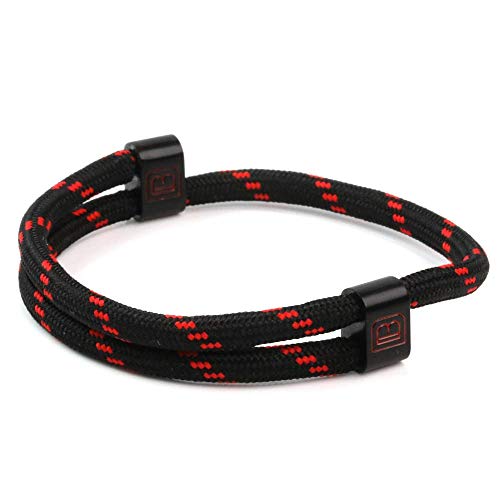 Dowling Brothers Paracord Adjustable Handmade Sport Bracelet (Black with Red)