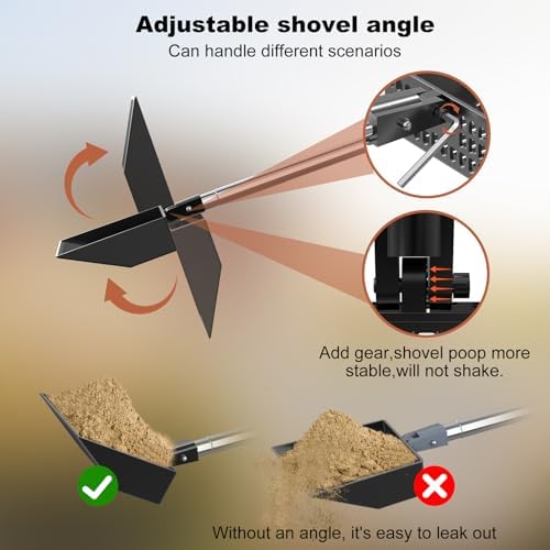 Metal Chicken Poop Scooper Heavy Duty Sifting Shovel Chicken Accessories Cleaning Tools Adjustable to 41.3" Long Handle Poop Shovel for Poultry Litter Scooper Supplies