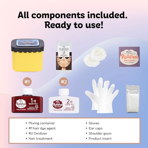 eZn Pudding Hair Dye Ammonia Free Semi-Permanent Self Hair Dye DIY Kit included contain Keratin Made in Korea Beauty (Warm Pink Brown)