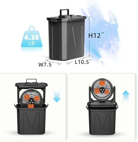 Portable Misting Fan with 9L Tank & 20,000mAh Battery - 3-Speed Outdoor Cooling for Patio, Camping, Golf Cart - 8H Mist, Lightweight 3.7lbs