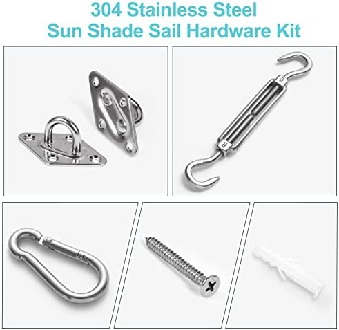 HOMPER Awning Attachment Set, Heavy Duty Sun Shade Sail Stainless Steel Hardware Kit for Garden Triangle and Square, Rectangle, Fixing Accessories