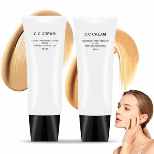 Perbella Cc Cream Self Adjusting For Mature Skin, Perbella Cc Cream For Older Women, unroxah Skin Tone Adjusting Cc Cream Spf 43, Cc Cream Foundation, Moisturizing, Non-Greasy, Breathable (2 PCS)