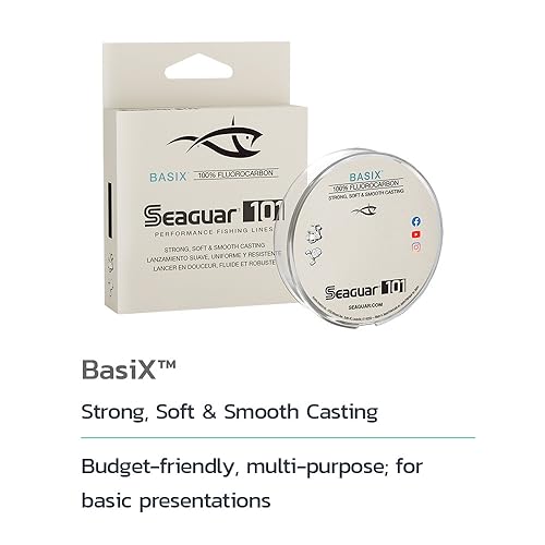 Seaguar 101 Basix 100% Fluorocarbon Fishing Line, 200Yds, 15Lbs Line/Weight, Clear - 15BSX200, 200 yard