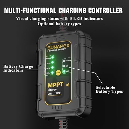 SUNAPEX 50W Flexible Solar Panel with MPPT Charge Controller, Solar Battery Charger Maintainer, 12V Waterproof Solar Trickle Charger for Car, Motorcycle, Boat, Marine, RV, Trailer, Tractor,Truck, etc