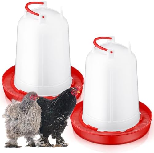 Pickmesh 2 Pcs 2 Gallon Plastic Poultry Drinker Poultry Waterer Automatic Chicken Water Feeder Fed Water Container Jar for Duck Baby Chicks Rabbit Turkeys Outdoor Farm