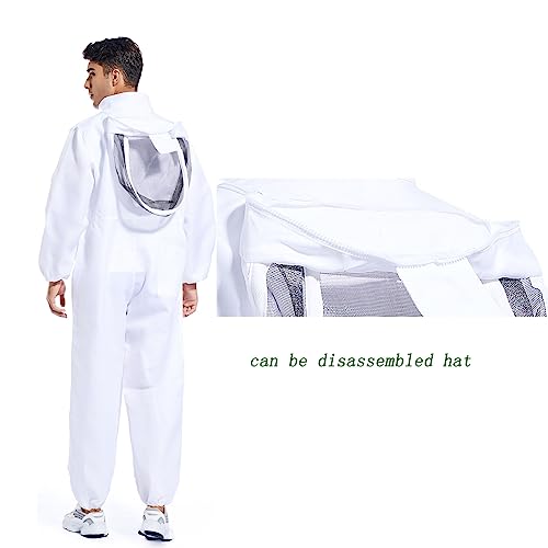 Bee Suit for Men Women Sting Proof, Polycotton Beekeeping Suit Beekeeper Costume&with Glove &Ventilated Hood, Bee Outfit for Backyard and beekeeping supplies (XL)