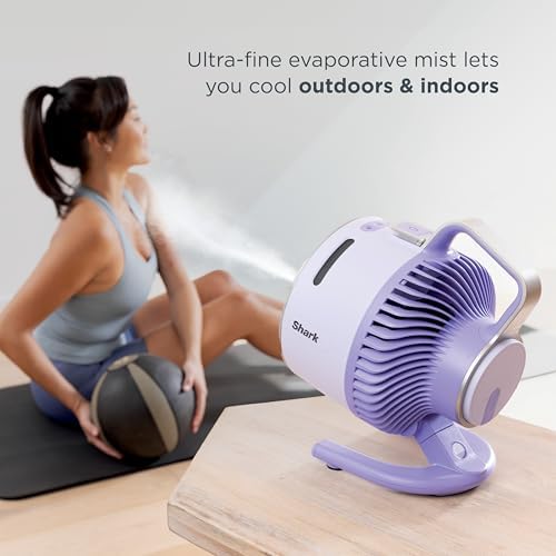 Shark FlexBreeze HydroGo Fan—Ultra-powerful portable fan with indoor + outdoor mist. Up to 70 feet of reach, corded & cordless, up to 12-hr. battery, 5 speeds, evaporative misting, Grey, FA052
