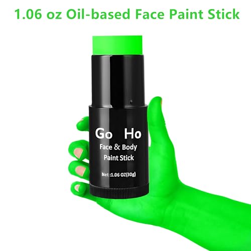 Go Ho Cream-Blendable Ogre Green Face Paint Stick (1.06 oz),Full-coverage Ogre Green Body Paint Stick for Adults Children Halloween Cosplay SFX Makeup,Waterproof