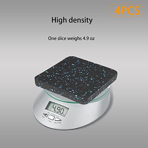 Treadmill Mat Pads, Exercise Equipment Mat with High Density Rubber for Protect Floors 3.94" x 3.94" x 0.5" (4 PCS) Black