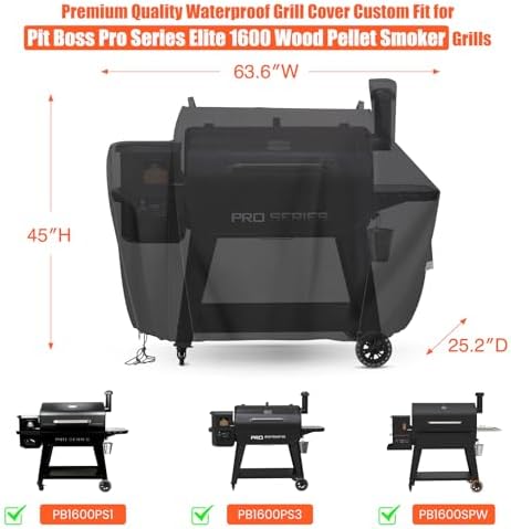 QuliMetal Grill Cover for Pit Boss Competition Series 1600, Pro Series 1600 Elite Wood Pellet Grill, PB1600CS, PB1600PS2, PB1600PSE, 600D Heavy Duty Waterproof Fade Resistant Pit Boss 1600 Grill Cover