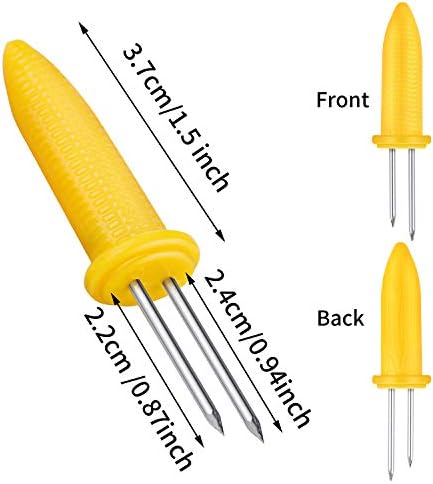 Elcoho 9 Pack Plastic Corn Trays Transparent Corn Dishes with 18 Pieces Stainless Steel Corn Holders on the Cob Skewers Cob Dinnerware