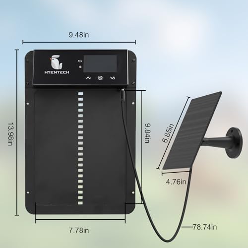 Automatic Chicken Coop Door,Aluminum Chicken Coop Door with Anti-Pinch Feature,Automatic Chicken Door with LCD Display,Multi-Modes for Chicken Door,Solar Chicken Coop with Timer & Light Sensor