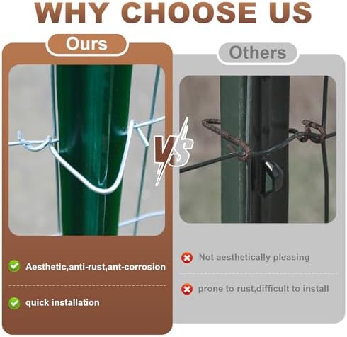 T-Post Clips Fence Wire Clips Galvanized Steel Fence Clips (300PCS) Time-Saving Convenient Pre-Cut Wire Ties