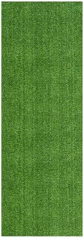 Ottomanson Artificial Grass Turf 2'7" x 10' Indoor Outdoor Faux Grass Rug with Drainage Holes, Customizable with Extra Long Size Options, Perfect for Patio Lawn Balcony Weddings Photoshoot Backdrop