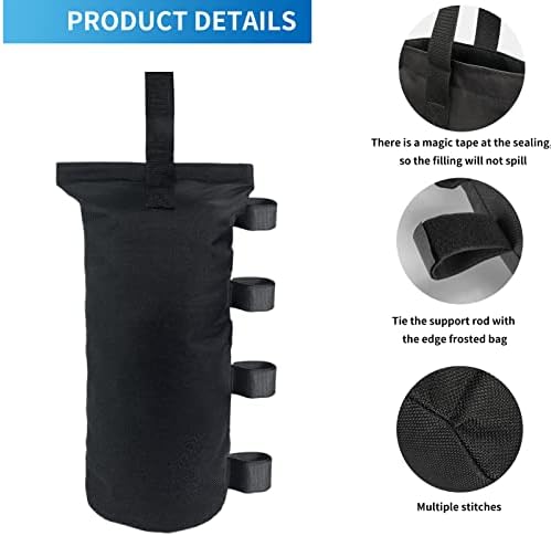 Heavy Duty Weight Bags(150LBS) for Pop up Tent, Set of 4, Black(Without Sand)