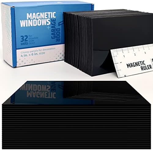 Strong & Glossy Magnetic Garage Door Windows - Looks Like Real Window Panels/Faux Panes - Decorative Hardware Kit - Easy to Align & Will Never Fall (Upgraded Magnets) | Fits 2 Car Garage | 32pcs 4"X6