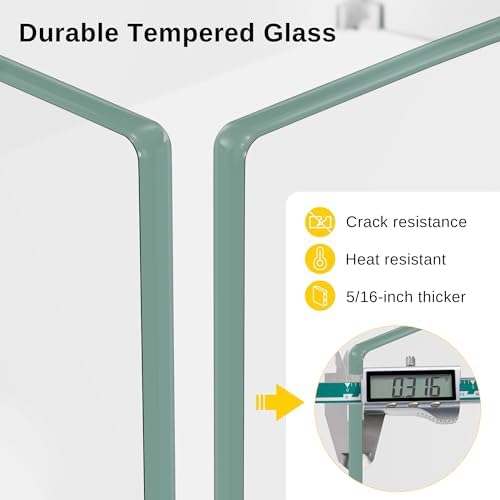 EAST OAK Glass Wind Guard for 28''&32'' Propane Fire Pit Table, Clear Tempered Wind Guard for Gas Firepit, Thick Rectangle Glass Shield with Aluminum Corner Bracket & Rubber Feet,20 x 20 x 4 inch
