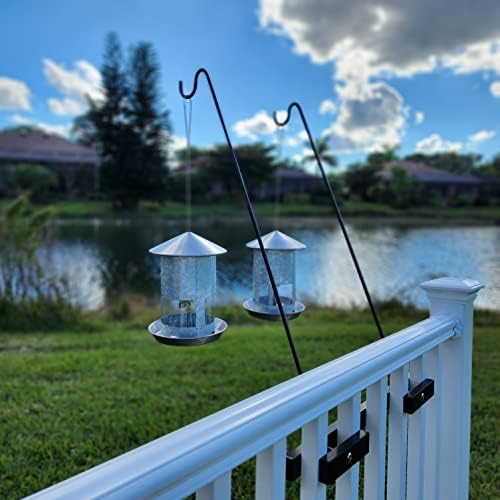 Premium - One Piece Pole - Long Hook Kits Ideal for Bird Feeders, Lighter Flower Baskets, Chimes, etc. for Vertical Spindled Deck Railings Only (27" Upright) Heavy Duty Hanger