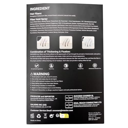 SNOWSEN Hair Building Fibers for Thinning Hair in Women & Men, Dark Brown, 27.5g, 5-in-1 Beard Styling Set, Applicator Pump, Fiber Hold Spray, Application Card, Hairline Enhancement Comb