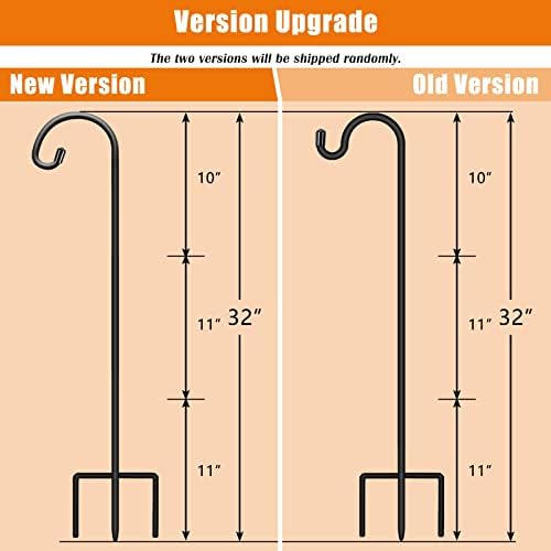 Gtongoko 8 Pack Shepherds Hooks for Outdoor 32 Inch Garden Hooks for Hanging Plants, Lanterns, Bird Feeders, Solar Lights, Mason Jars, Weddings Decor, Adjustable, Matte Black