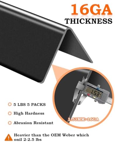 Flavorizer Bars 22.5 Inch for Weber Spirit Grill Parts Genesis Silver Gold B C Grill Parts, Spirit 300 320 330 E310 Grill Parts with Side Control, 5 PCS Genesis Grill Parts for Weber 7536 7537