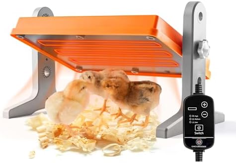 Chick Brooder Heater Plate – 12" x 8" Adjustable Height & Temperature Poultry Warmer for Up to 10 Chicks, Brooder Heating Plate for Chicks and Ducklings, Orange