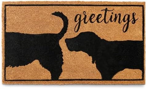 MAINEVENT Funny Dog Greetings Welcome Mat for Front Door, 30x17 Inch, Dog Mat Outdoor Door Mat w/Non-Slip PVC Backing