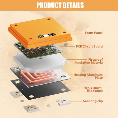 Brooder Plate with Adjustable Temperature & Height,10" x 10" Chick Heat Plate (Orange)