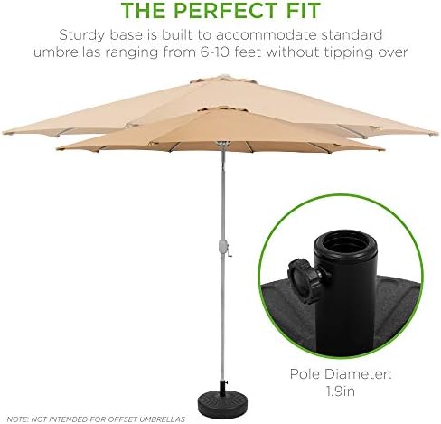 Best Choice Products Fillable Umbrella Base Stand Round Sunburst Plastic Patio Umbrella Base Stand, Pole Holder for Outdoor, Lawn w/ 55lbs Weight Capacity, Adjustment Knob