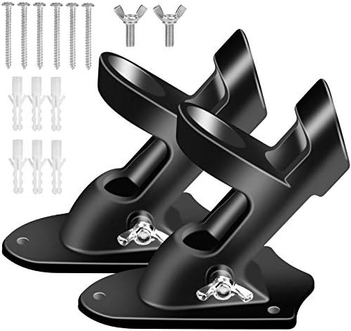 Flag Pole Holder Brackets, BONWIN 1" Flag Pole Mounting Bracket with Hardwares for House Wall Mount, 1" Inner Diameter, Two Positions & Aluminium Alloy, Rust Free Coated (Black - 2 Pack)