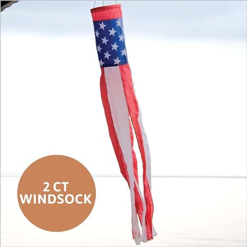 45 PC 4th Of July Decorations, USA Independence Day Patriotic Décor Set, American Bunting & Windsock Flags, Red White & Blue Streamer Backdrop, 10 Aluminum 1 “USA” Balloon, 2 Garland 8.2’, 18 flags