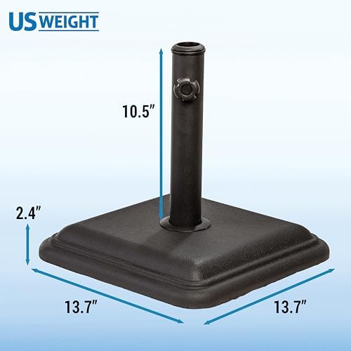 US Weight 26 Pound Umbrella Base - Cast Stone Outdoor Umbrella Stand - for Use with Umbrella Poles 1.3" to 1.8" - Designed to be Used with Patio Table - Black