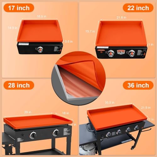 BANGIE Griddle Cover Mat for Blackstone 22 Inch Griddle Accessories | Full Wrap-Around Protection Silicone Mat for Griddle | Food Grade Silicone Grill Mat | ORANGE