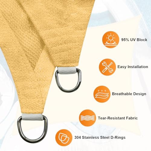Artpuch Sun Shade Sail, 12'x16' Sand Rectangle, Curved Edged Commercial Grade 185GSM Permeable Outdoor Shade Cloth for Deck, Backyard, Patio (Custom Sizes Made)