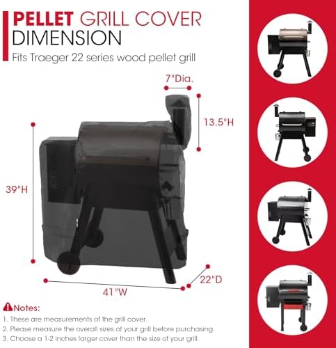 Unicook Pellet Grill Cover Compatible with Traeger Pro 22 Series & Pro 575, Heavy Duty Waterproof BBQ Grill Cover, Weather Resistant Outdoor Wood Pellet Smoker Protector, Black