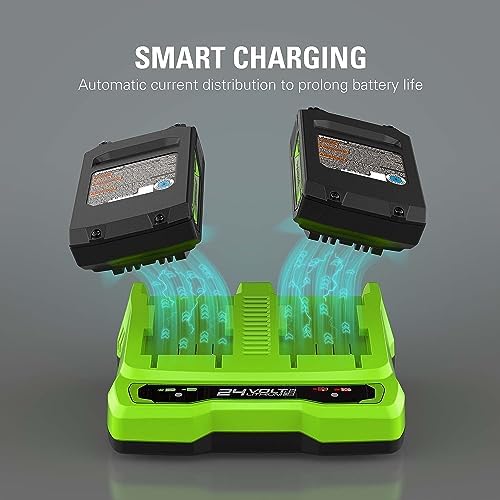 Greenworks 24V 4.0Ah USB Battery (2-Pack) Starter Kit + Dual Port Rapid Charger (Genuine Greenworks Parts)
