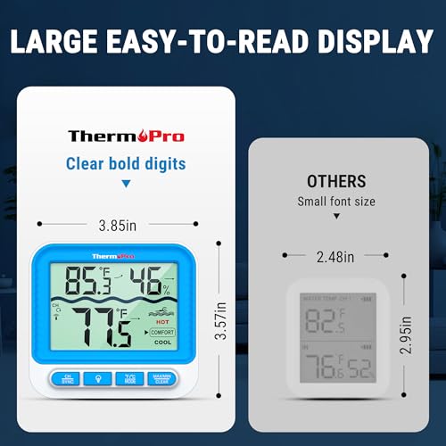 ThermoPro Waterproof Wireless Pool Thermometer Easy Read, Digital Pool Thermometer Floating for Swimming Pool, Upgraded IPX8 Water Temperature Monitor for Hot Tub/Cold Plunge/Ice Bath/Aquarium/Pond