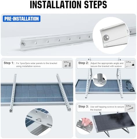 ECO-Worthy 2 Sets 45inch Adjustable Solar Panel Tilt Mount Brackets with Foldable Tilt Legs, Ieal for 2-4pcs 100 200 300 400 Watt Solar Panel for Roof, RV, Boat, and Off-Grid