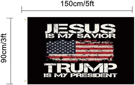 WENWELL Jesus is My Savior Trump is My President Flag 3x5 Ft Double Sided,Durable,Fade-Resistant,Indoor/Outdoor