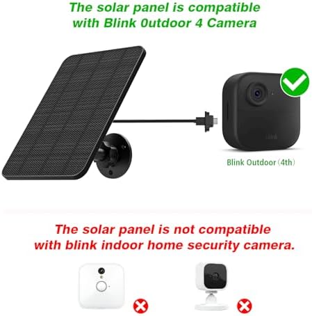 4W Solar Panel for Blink Outdoor Camera, Solar Charger with Battery Compatible with Blink Outdoor 4 (4th Gen) Camera, Waterproof Rubber Plug, 13.12ft Charging Cable