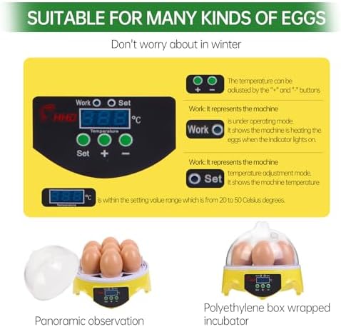 7-Egg Incubator 360° View Poultry Incubator with Manual Temperature Control for Hatching Chicken, Duck, Goose, Parrot, and Quail Eggs