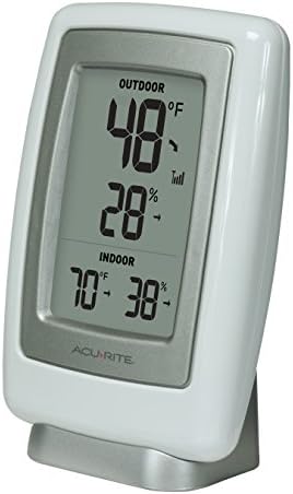 AcuRite 00611 Indoor Outdoor Thermometer with Wireless Temperature Sensor & Hygrometer White Small