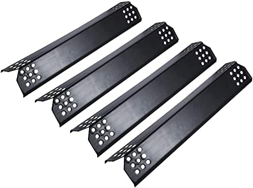 Unicook 4 Pack Porcelain Grill Heat Plate 14.56" L, Gas Grill Replacement Parts Burner Cover, Heat Shield Tents, Flavorizer Bars, Flame Tamer Guards for Gas BBQ