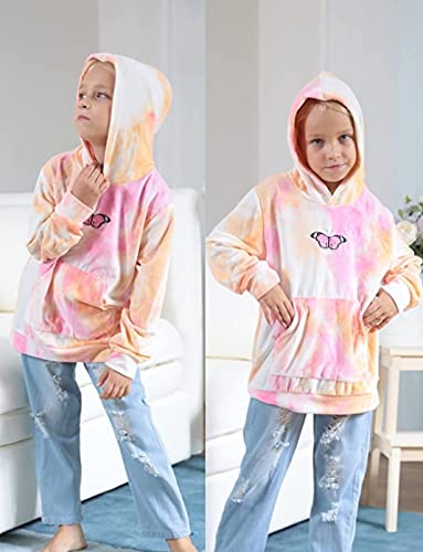 bilison Kids Toddler Girl Clothes Long Sleeve Tie Dye Hoodie Fall Winter little Girls Sweatshirt Pink