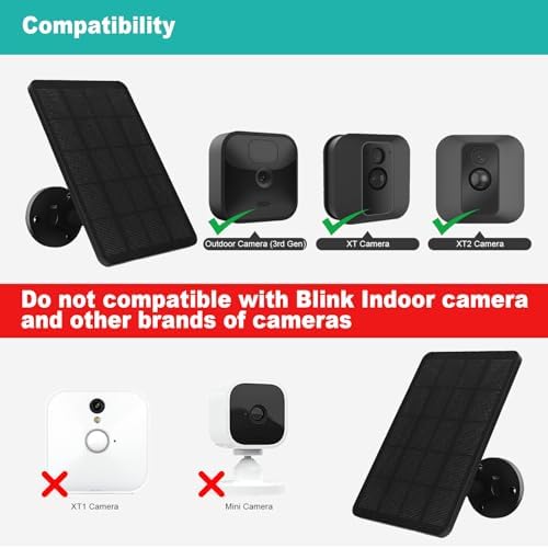 Solar Panel for Blink Camera, 4W Solar Panel Compatible with Blink Outdoor 3 (3rd Gen), XT XT2 Camera, Solar Charger for Camera Outdoor with Adjustable Mount, 13.12ft Charge Cable, IP65 Waterproof